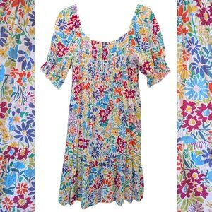 Floral Milkmaid Dress With Puff Sleeves & Ruffle Hem